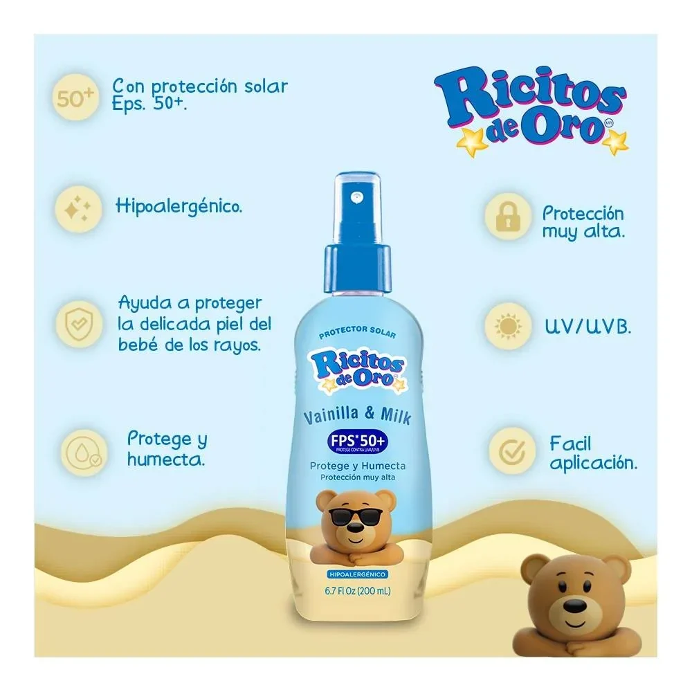 Ricitos de Oro Vainilla & Milk FPS 50+ – Protector Solar 200 ml - Imagen 3