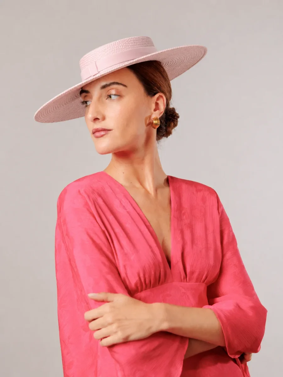 Canotier Amazona rosa con cita de terciopelo - Imagen 5