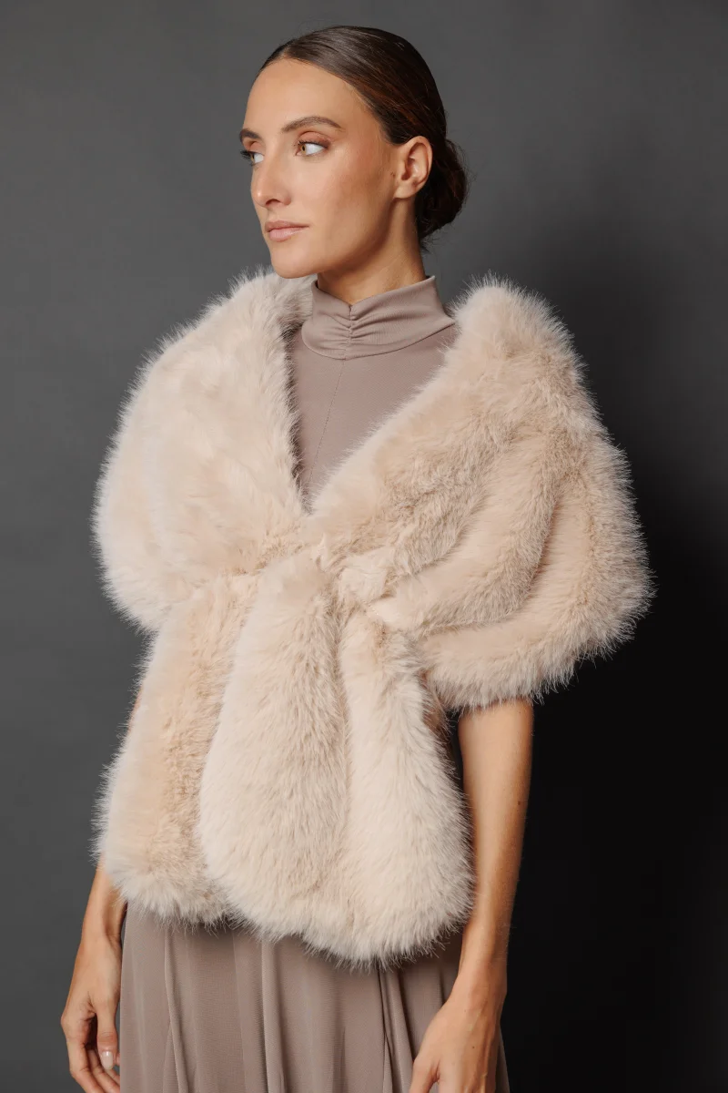 Estola de pelo Beige - Imagen 4
