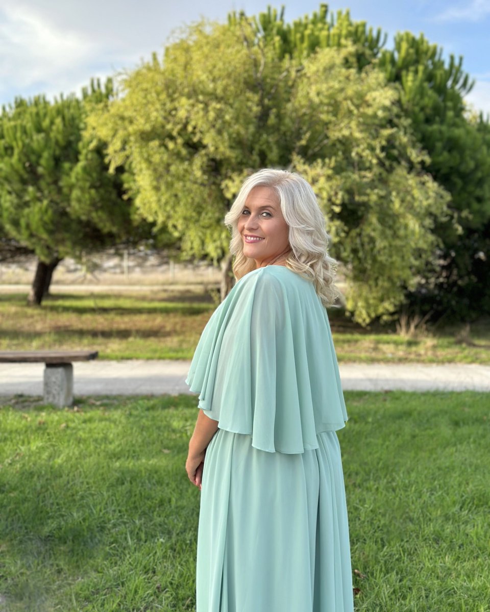 Vestido Capa Cintura Flores Curvy - Imagen 4