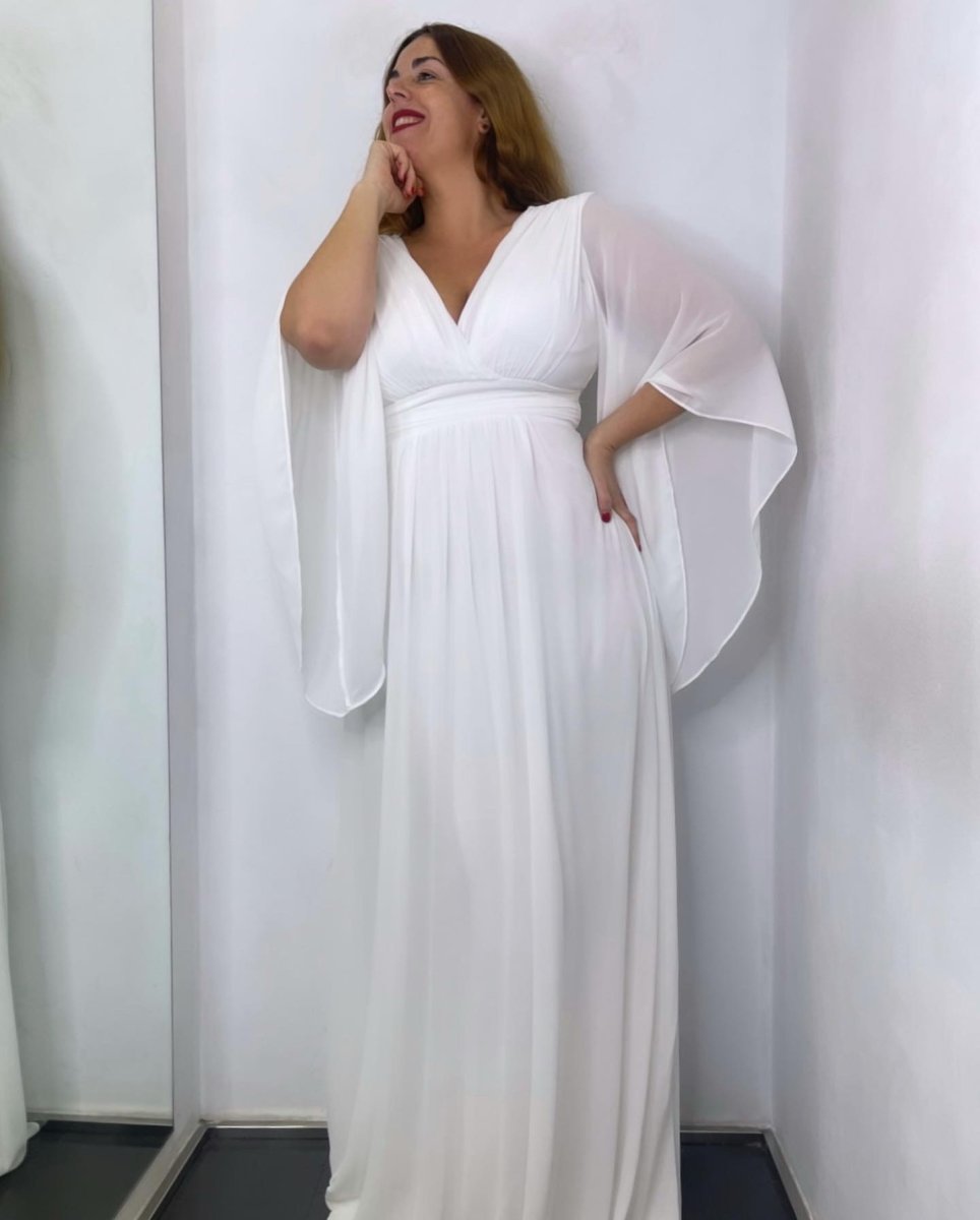 Vestido Gasa Mangas Novia Curvy - Imagen 3