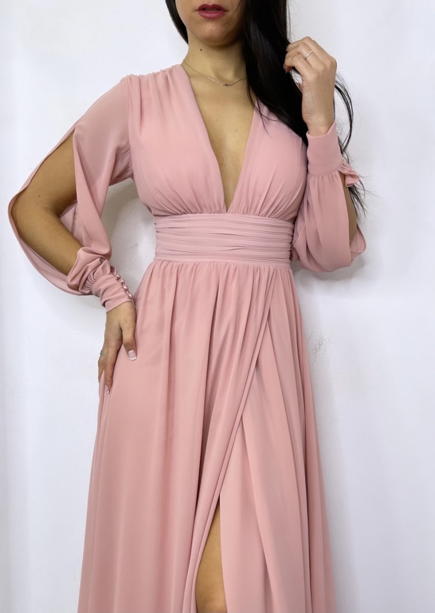 Vestido Gasa Aberturas Mangas - Imagen 3