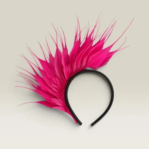 Diadema Avestruz mini fucsia