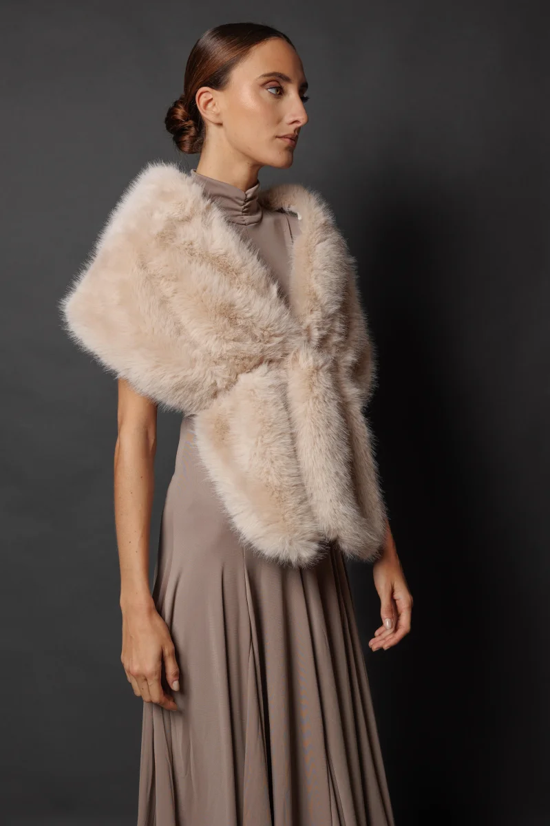 Estola de pelo Beige - Imagen 3