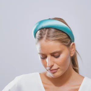Diadema Roca de satén verde agua