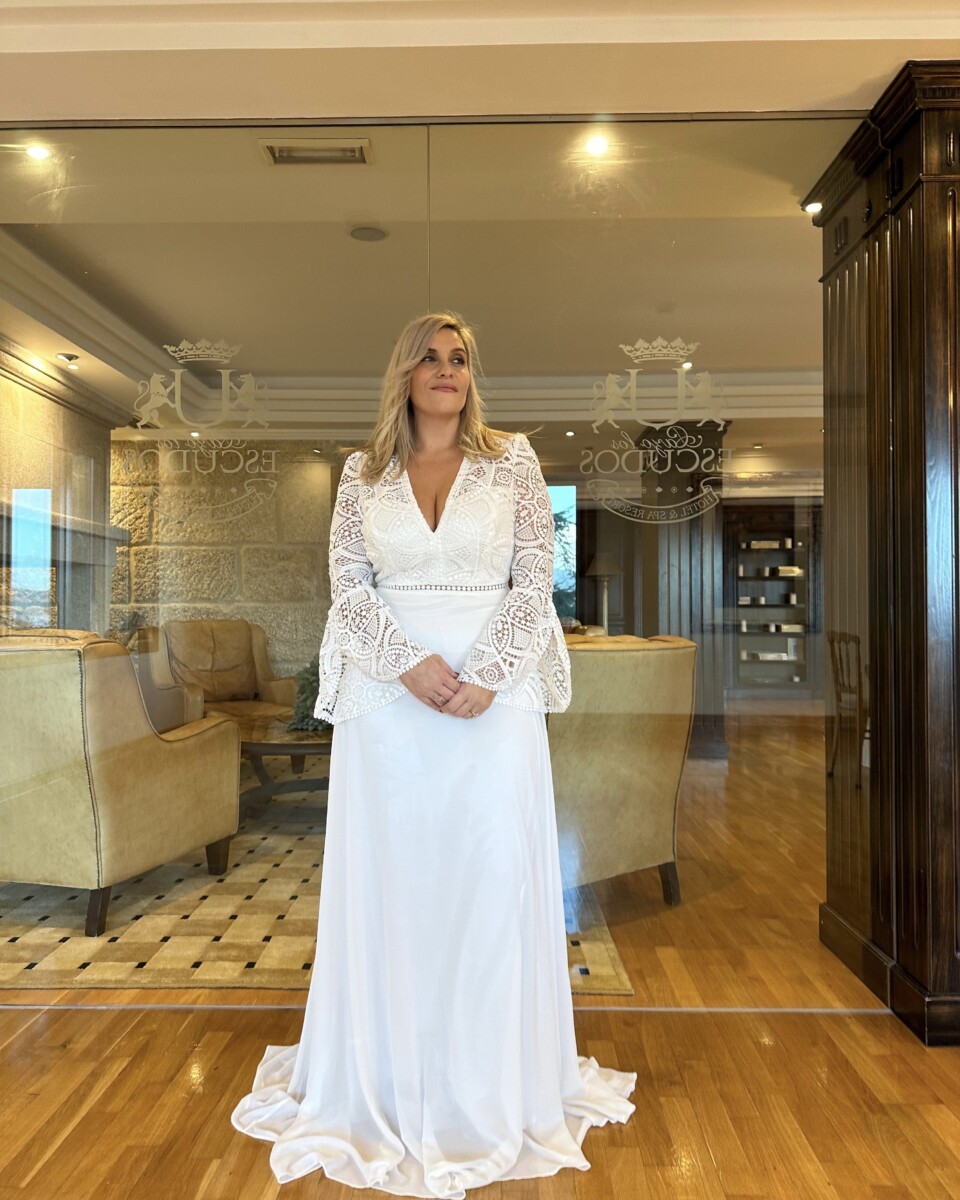 Vestido Ibiza Mangas Volante Novia - Imagen 7