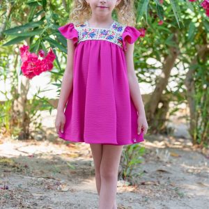 Vestido niña fucsia bordado Nekenia