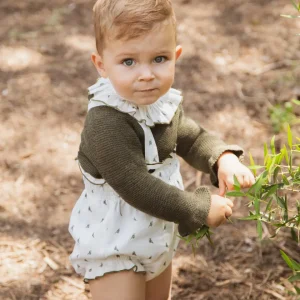 Pelele bebé estampado con cuello volante de Paloma de La O