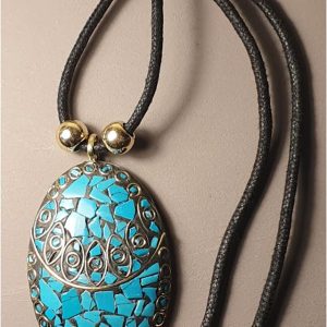 COLGANTE MUJER OVAL AZUL TURQUESA