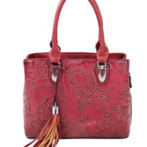 BOLSO MUJER ROJO CON TEXTURA