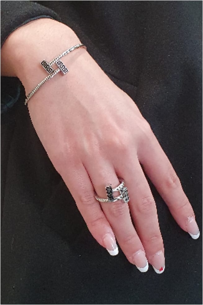 Conjunto mujer anillo y pulsera de acero