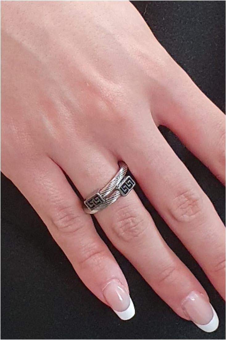 Conjunto acero mujer pulsera y anillo ajustable - Imagen 4