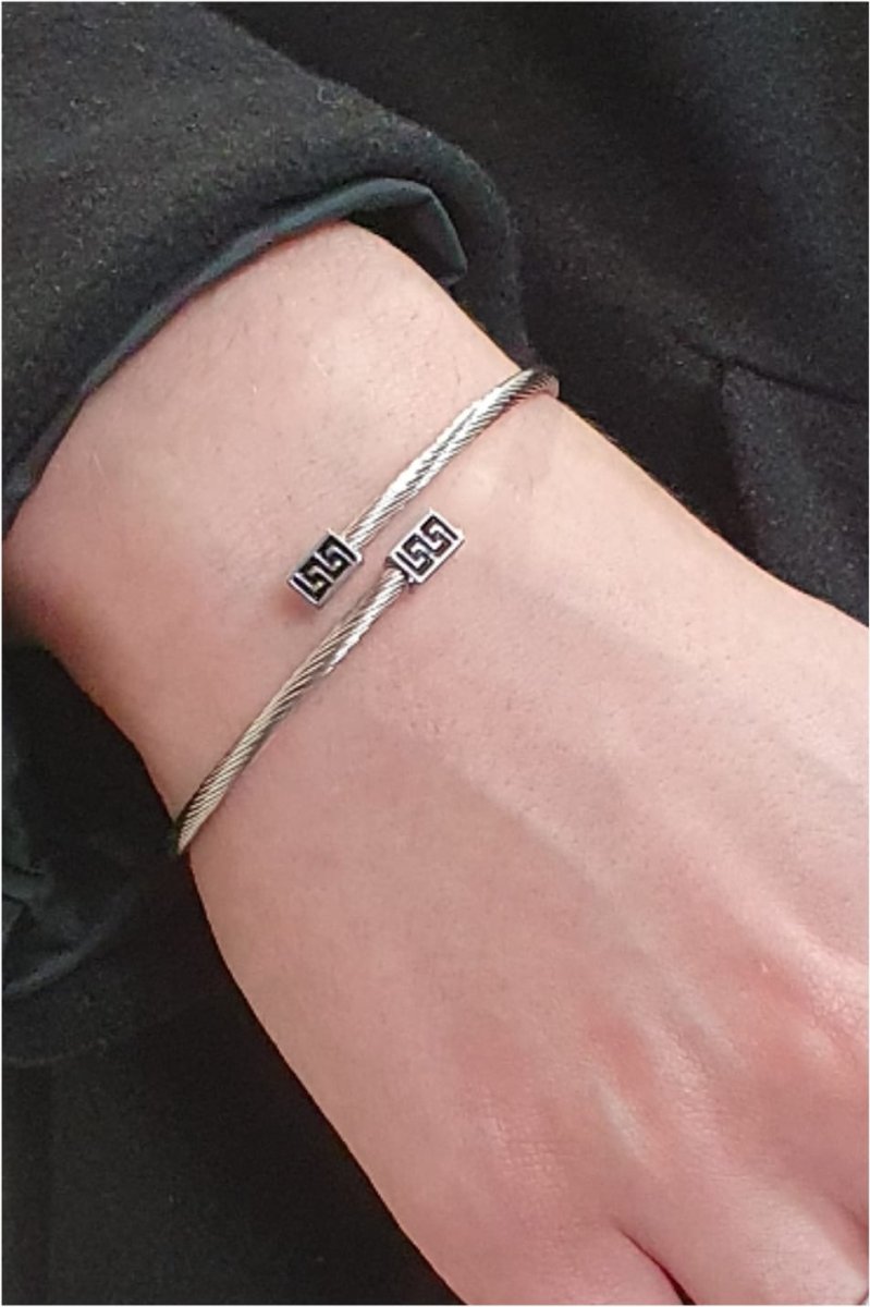 Conjunto acero mujer pulsera y anillo ajustable - Imagen 3