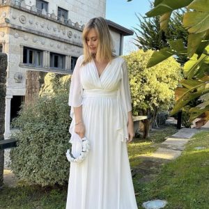 Vestido Gasa Mangas Novia Curvy