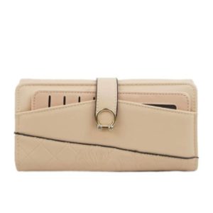 BILLETERA MUJER TEXTURA ESTAMPACIÓN FLORAL BEIG