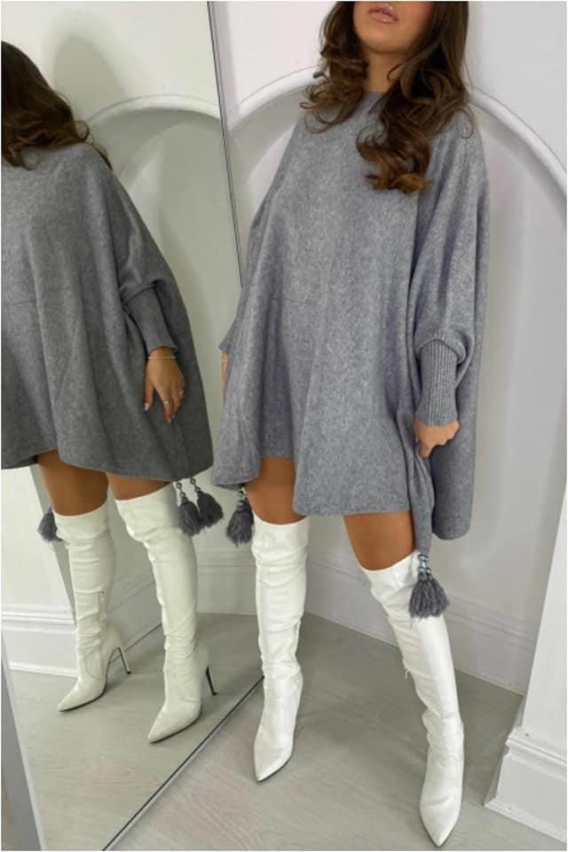 Poncho mujer con borlas - Imagen 4