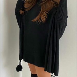 Poncho mujer con borlas