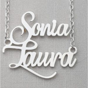 Gargantilla DOS NOMBRES personalizado de Plata de ley