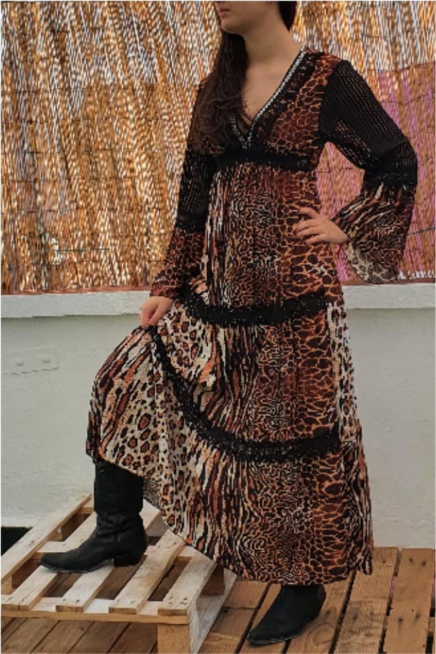 Vestido largo mujer bohemio animal print - Imagen 3