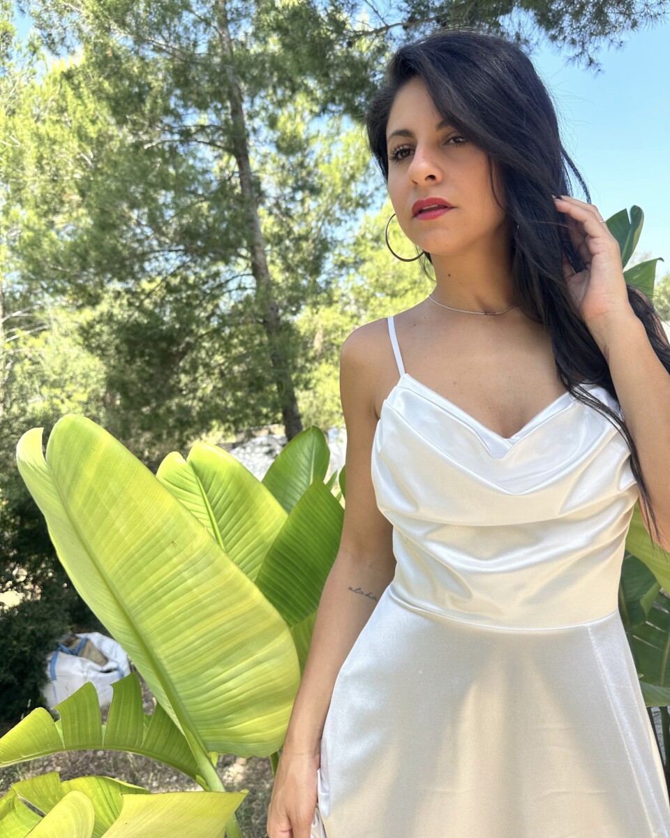 Vestido Seda Drapeado Novia - Imagen 3