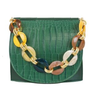 Mujer – Bolso verde con asa multicolor