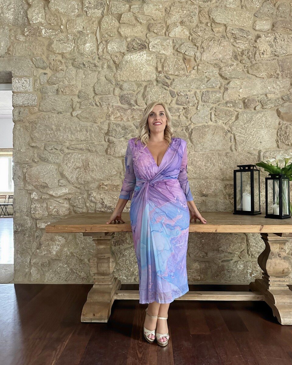 Vestido Estampado Nudo Curvy Midi - Imagen 9