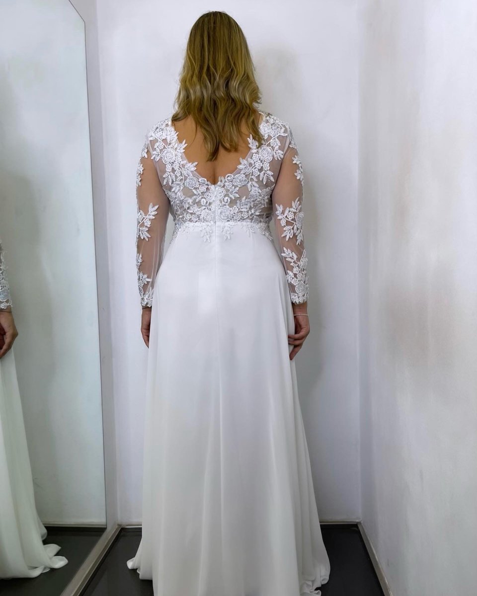 Vestido Dama Mangas Abertura Novia Curvy - Imagen 4