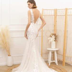 Vestido Novia Sirena Encaje Cola
