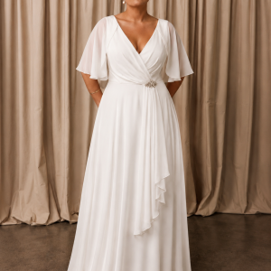 Vestido Mangas Aplique Lateral Curvy Novia