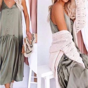 Vestido mujer largo satén