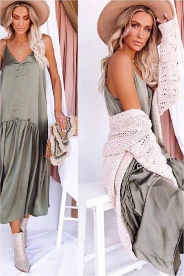 Vestido mujer largo satén - Imagen 2