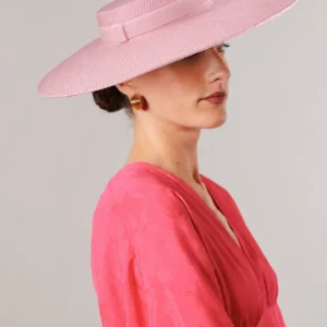 Canotier Amazona rosa con cita de terciopelo