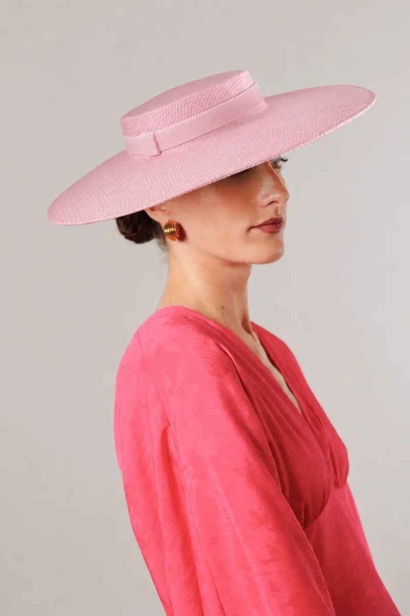 Canotier Amazona rosa con cita de terciopelo - Imagen 2