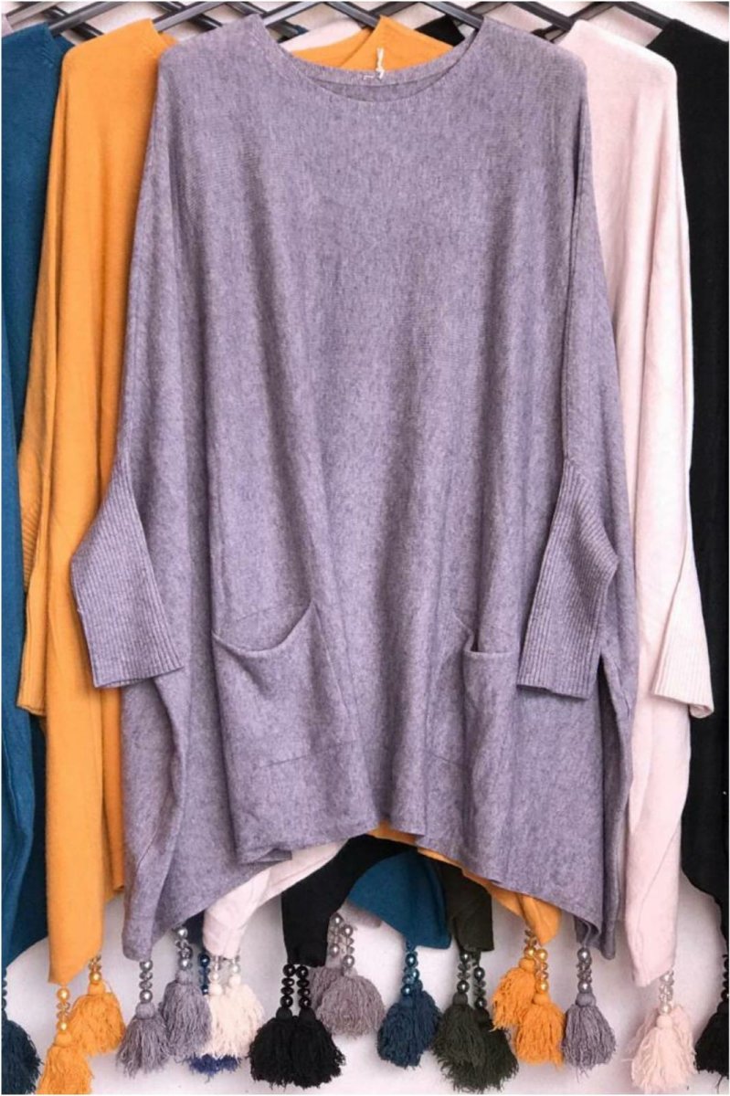 Poncho mujer con borlas - Imagen 5