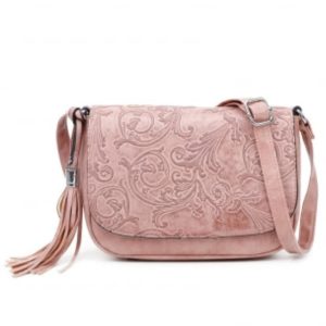 Bolso mujer bandolera textura rosa