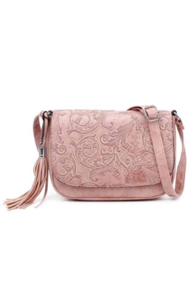 Bolso mujer bandolera textura rosa