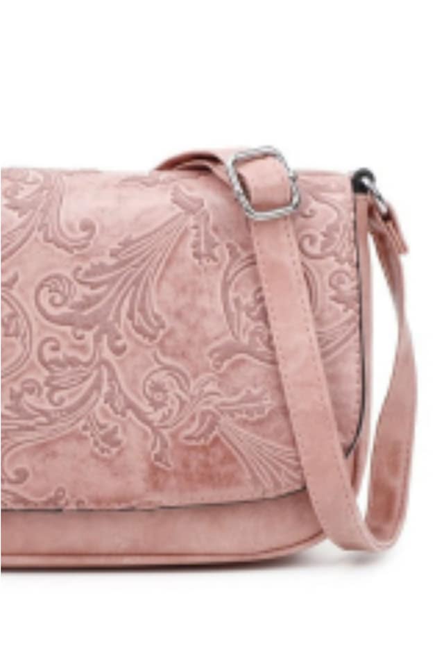 Bolso mujer bandolera textura rosa - Imagen 3
