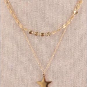 COLLAR MUJER DOBLE ACERO DORADO ESTRELLA