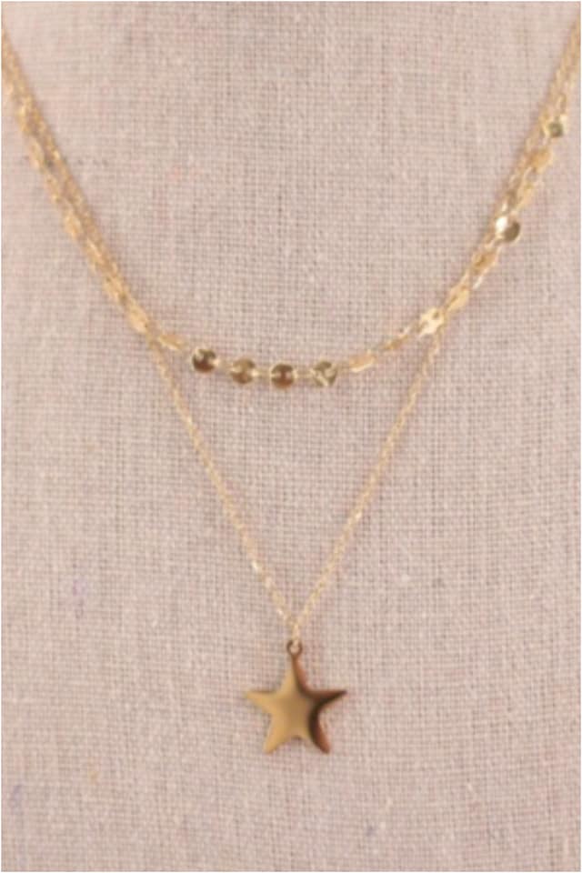 COLLAR MUJER DOBLE ACERO DORADO ESTRELLA - Imagen 2