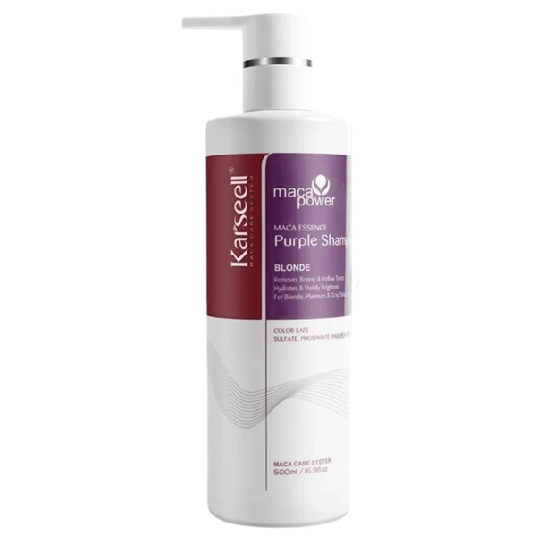 Karseell Purple Shampoo Blonde – 500 ml Shampoo matizador para rubios, platinados y cabellos con mechas - Imagen 2