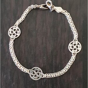 Pulsera Trébol de plata de ley rodiada