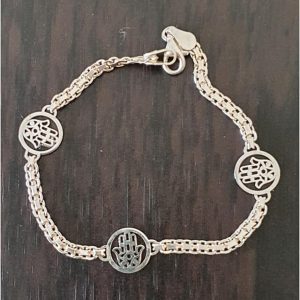 Pulsera Mano de Fátima de plata de ley rodiada
