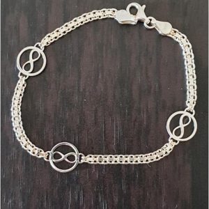 Pulsera Infinito de plata de ley rodiada