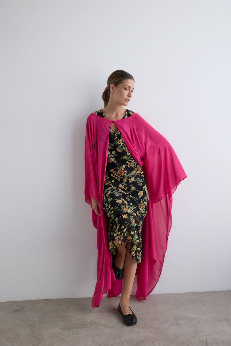 Capa de crepe larga rosa - Imagen 7