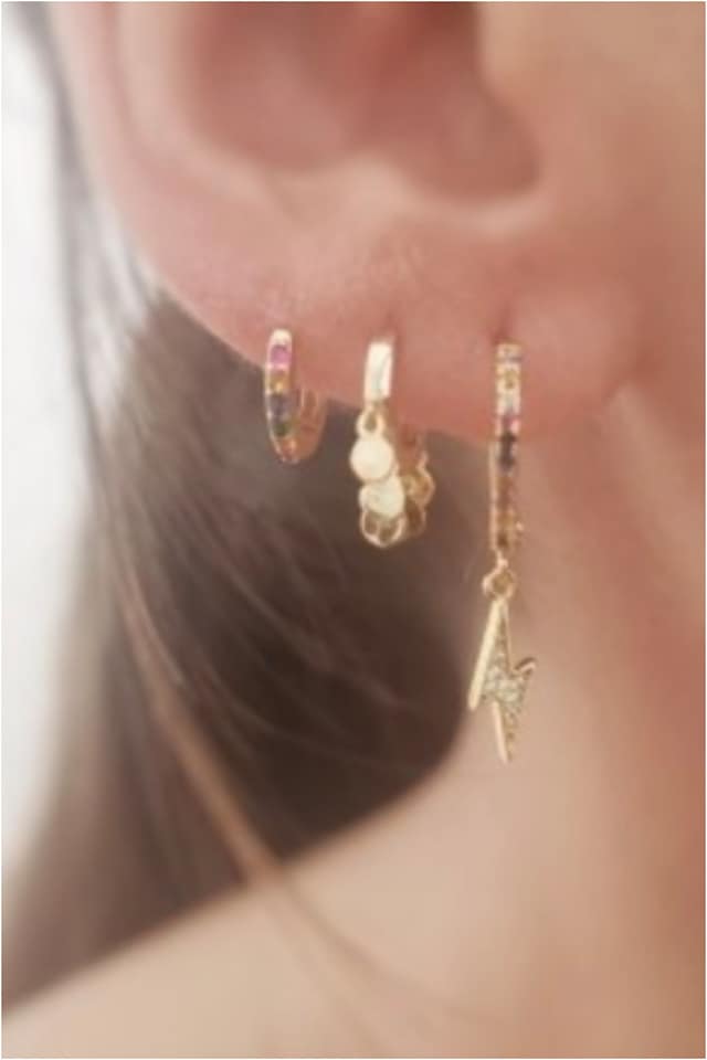 Pendientes mujer acero dorado aros sol