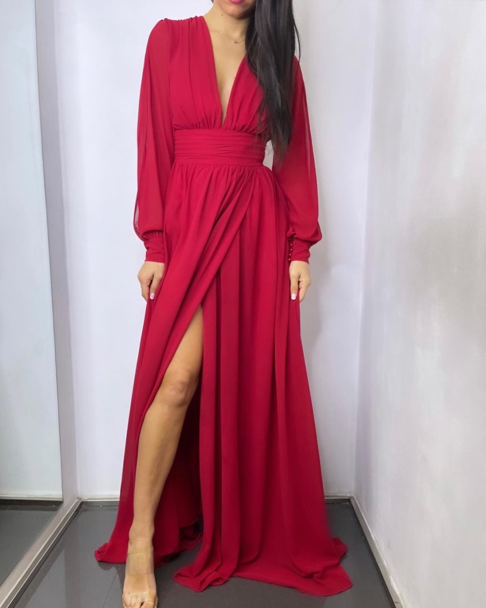 Vestido Gasa Aberturas Mangas - Imagen 8