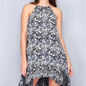 Vestido mujer estampado cachemir con volante