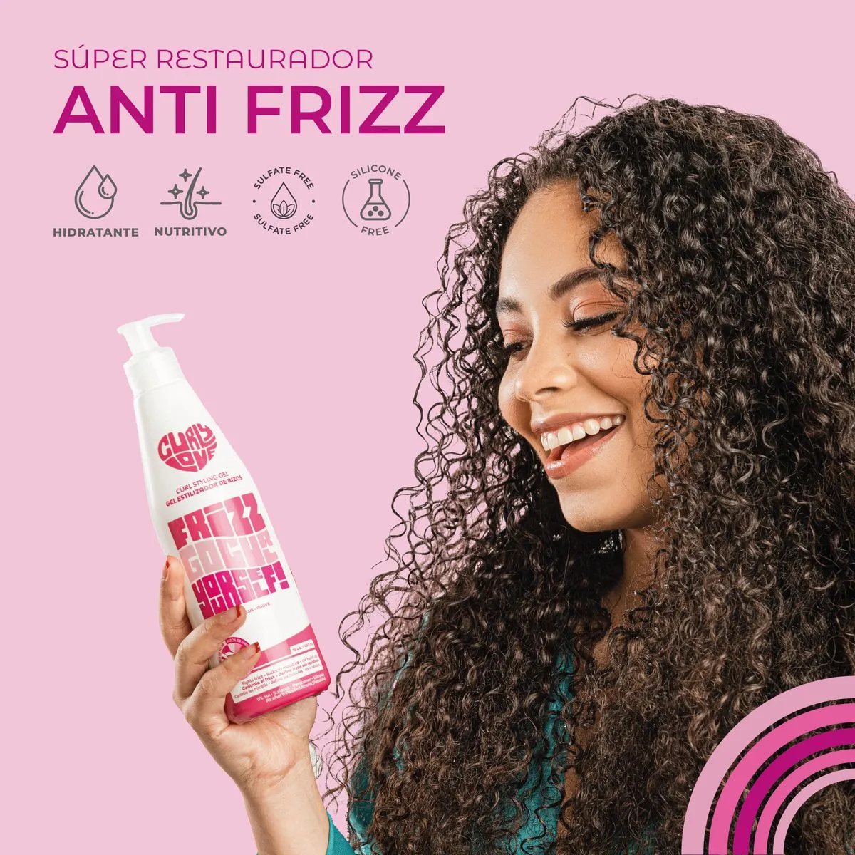 Curly Love Curl Styling Gel – 290 ml Gel definidor para rizos con fijación flexible, hidratación y control del frizz - Imagen 3