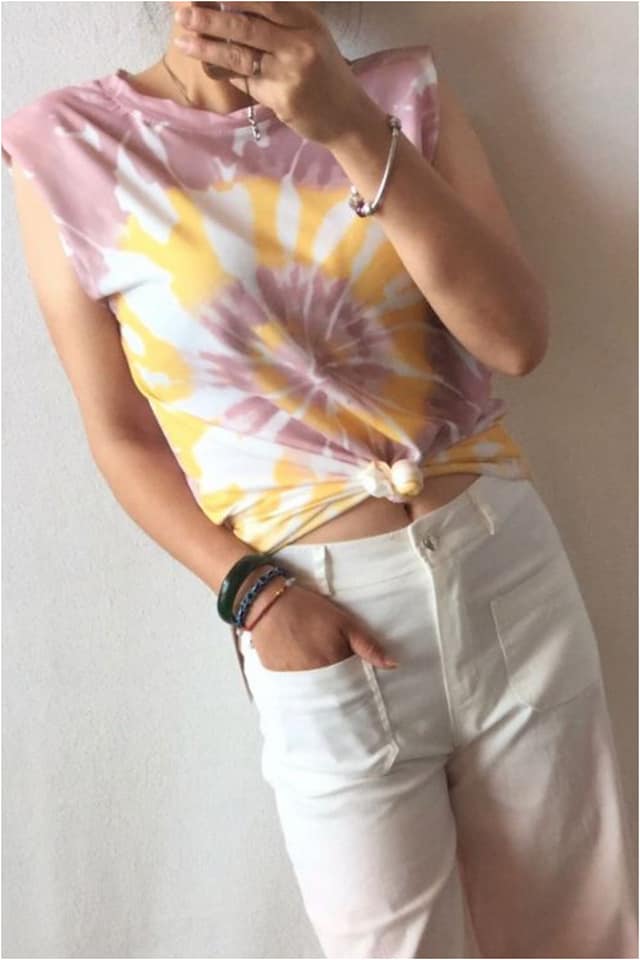 Camiseta mujer Tie-Dye con hombreras - Imagen 2