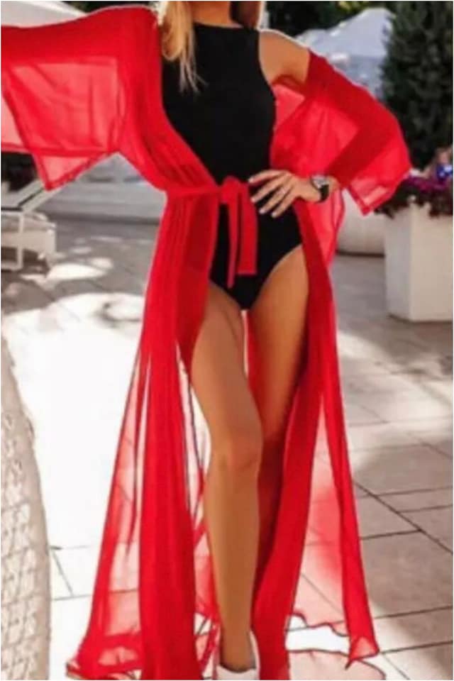 Kimono mujer semitransparente largo - Imagen 4
